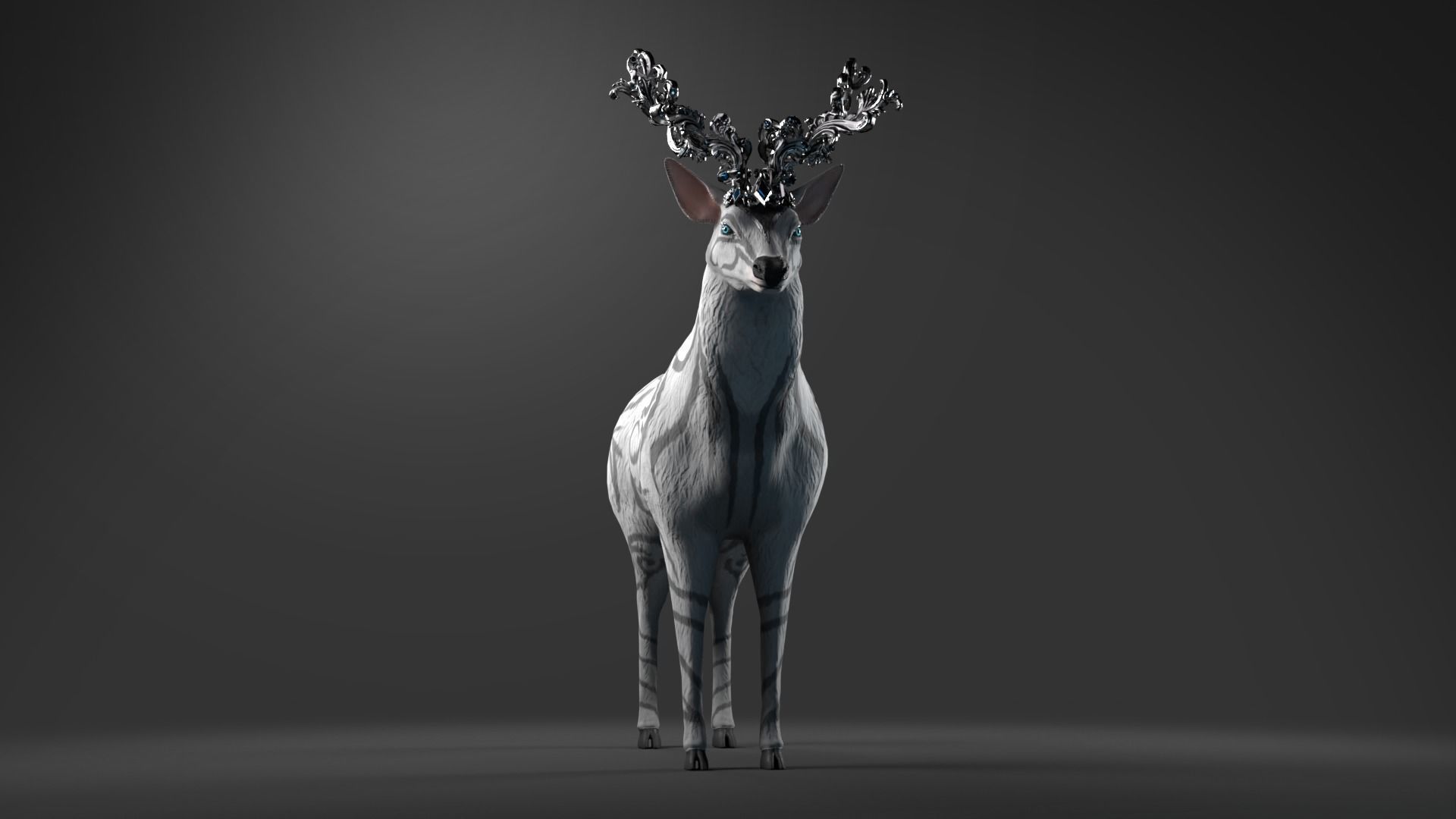 Fantasy Golden Deer Low-poly 3D model_32
