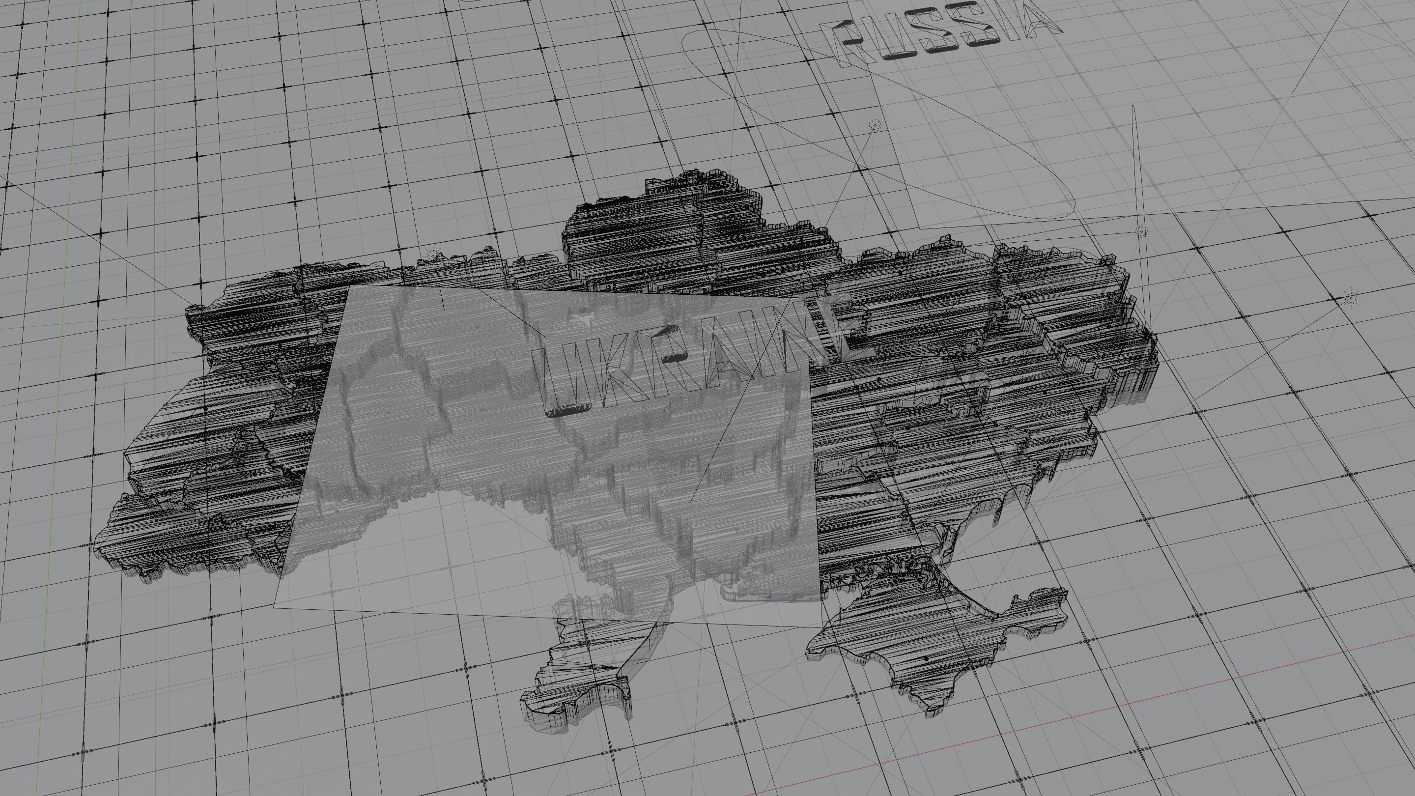 Ukraine detailed Map with Animated Low-poly 3D model_7