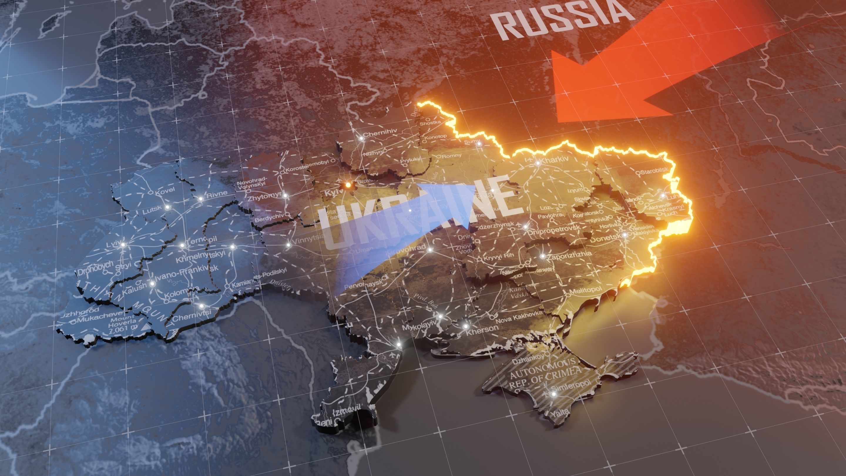 Ukraine detailed Map with Animated Low-poly 3D model_5