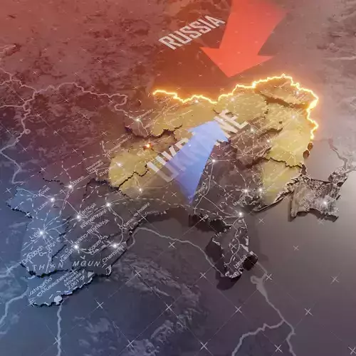 Ukraine detailed Map with Animated Low-poly 3D model