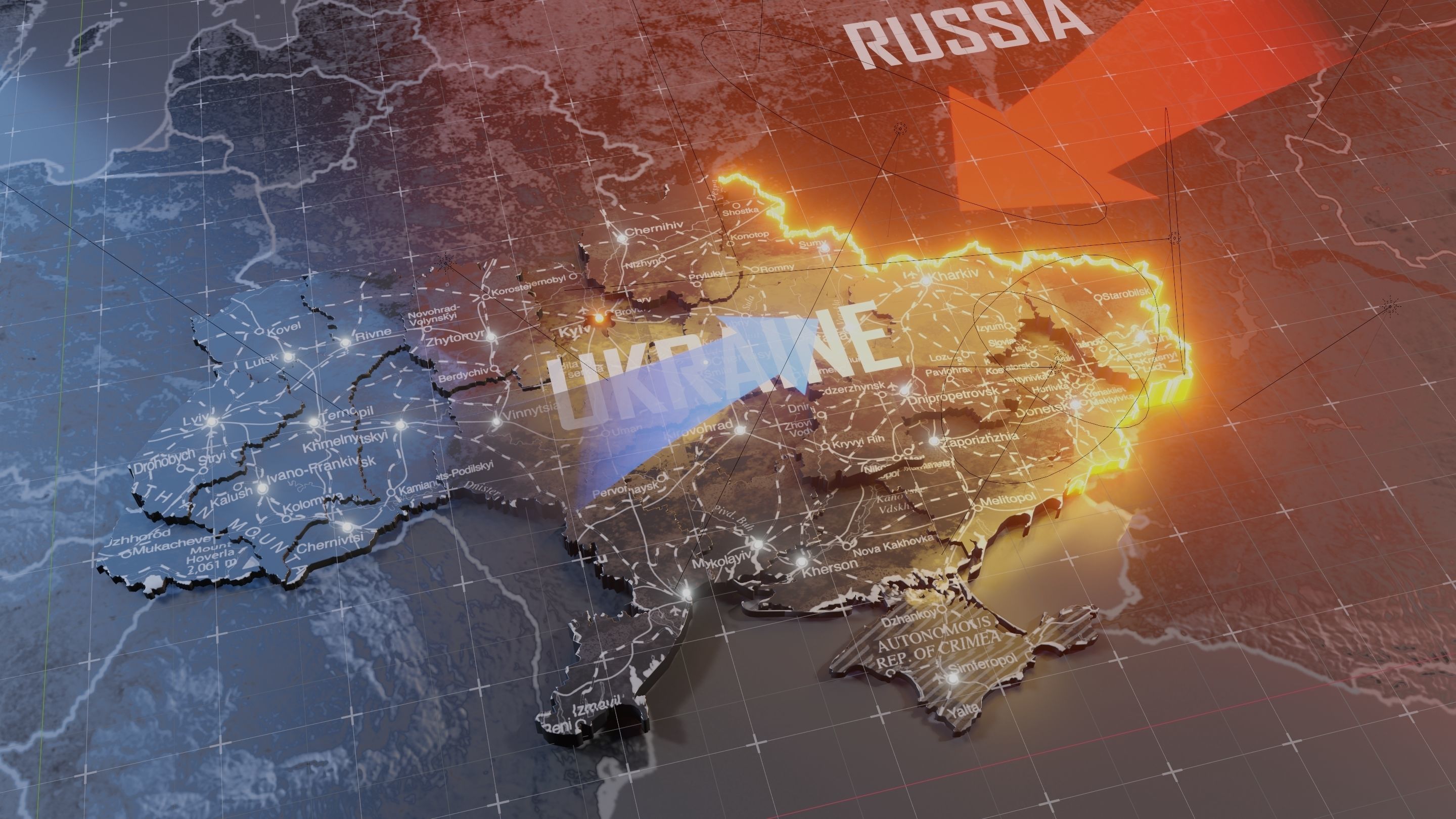 Ukraine detailed Map with Animated Low-poly 3D model_1