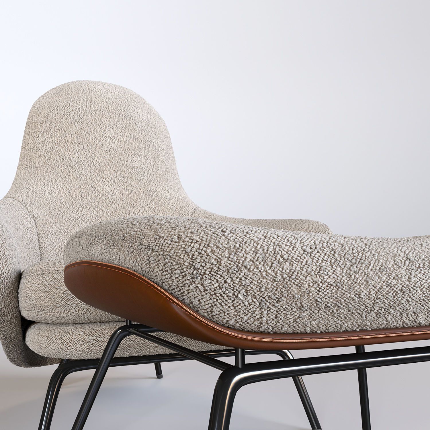 Armchair with ottoman Vagrant 3D model_2