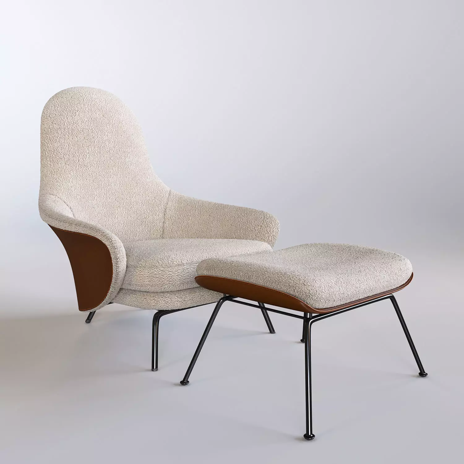 Armchair with ottoman Vagrant 3D model_0