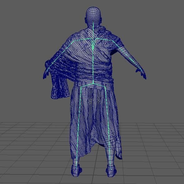 Monk Buddhist with robe and mocap rig 3D model_39