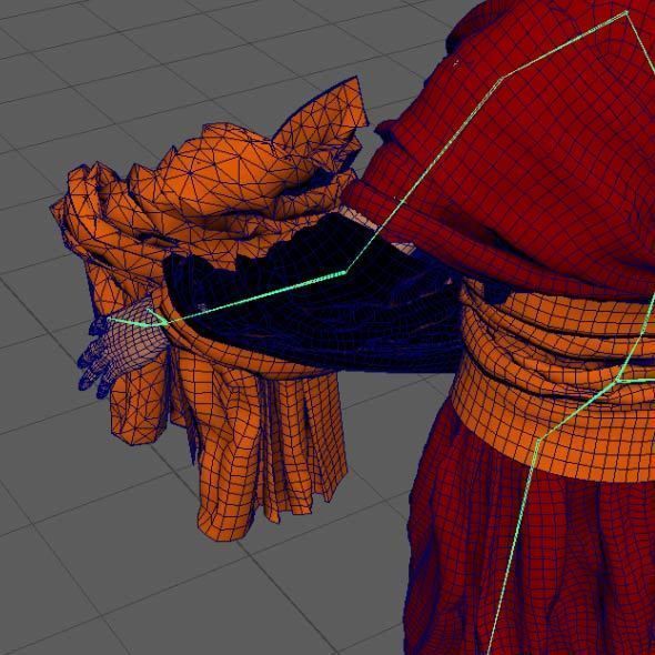 Monk Buddhist with robe and mocap rig 3D model_25