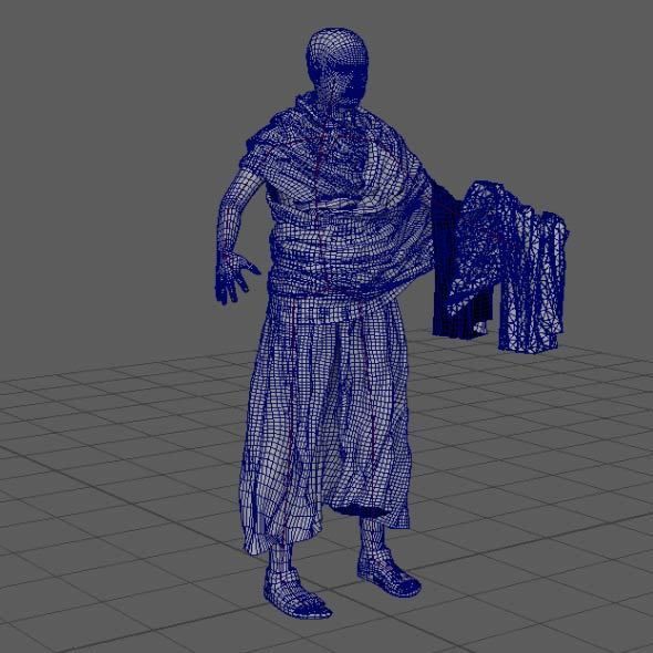 Monk Buddhist with robe and mocap rig 3D model_42