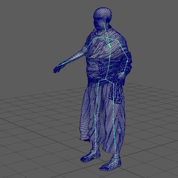 Monk Buddhist with robe and mocap rig 3D model_37