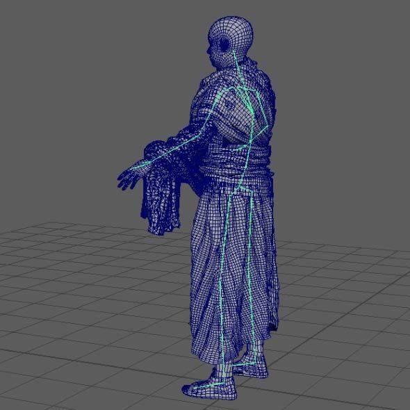 Monk Buddhist with robe and mocap rig 3D model_38