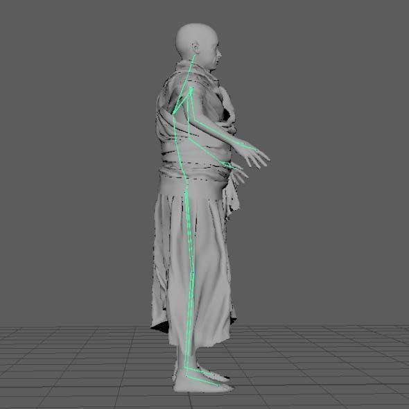 Monk Buddhist with robe and mocap rig 3D model_33