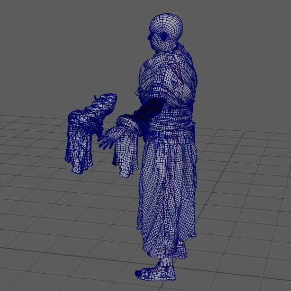 Monk Buddhist with robe and mocap rig 3D model_41