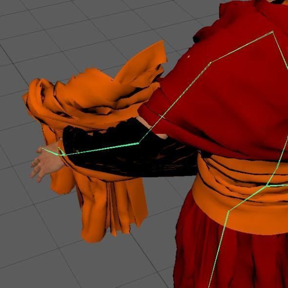 Monk Buddhist with robe and mocap rig 3D model_23