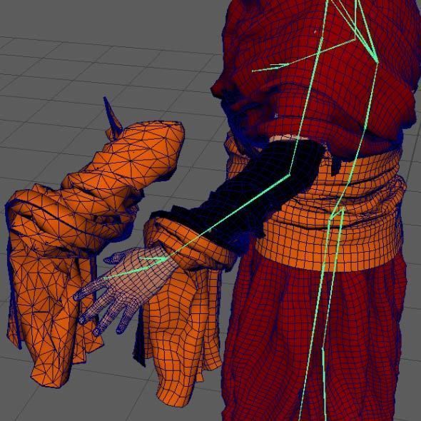 Monk Buddhist with robe and mocap rig 3D model_24