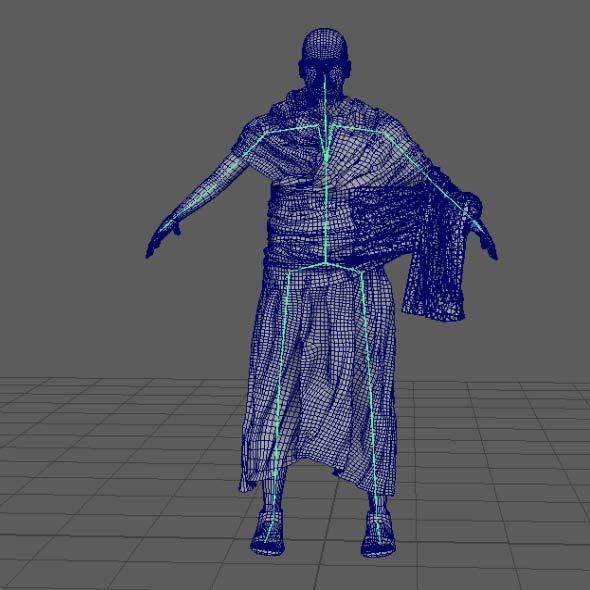 Monk Buddhist with robe and mocap rig 3D model_36