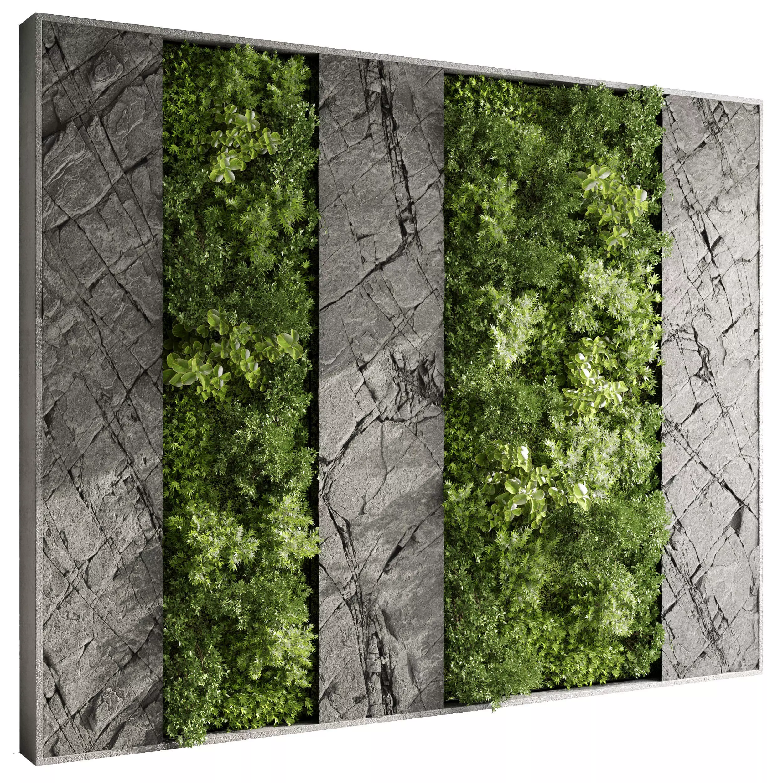 Vertical Wall Garden With rock frame 3D model
