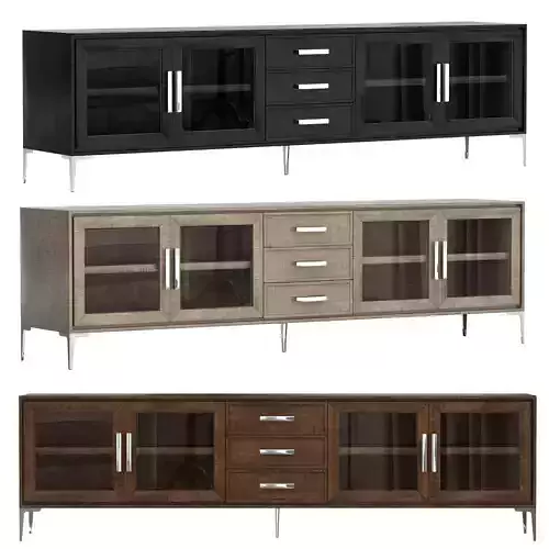 BENOIT GLASS 4-DOOR MEDIA CONSOLE WITH DRAWERS