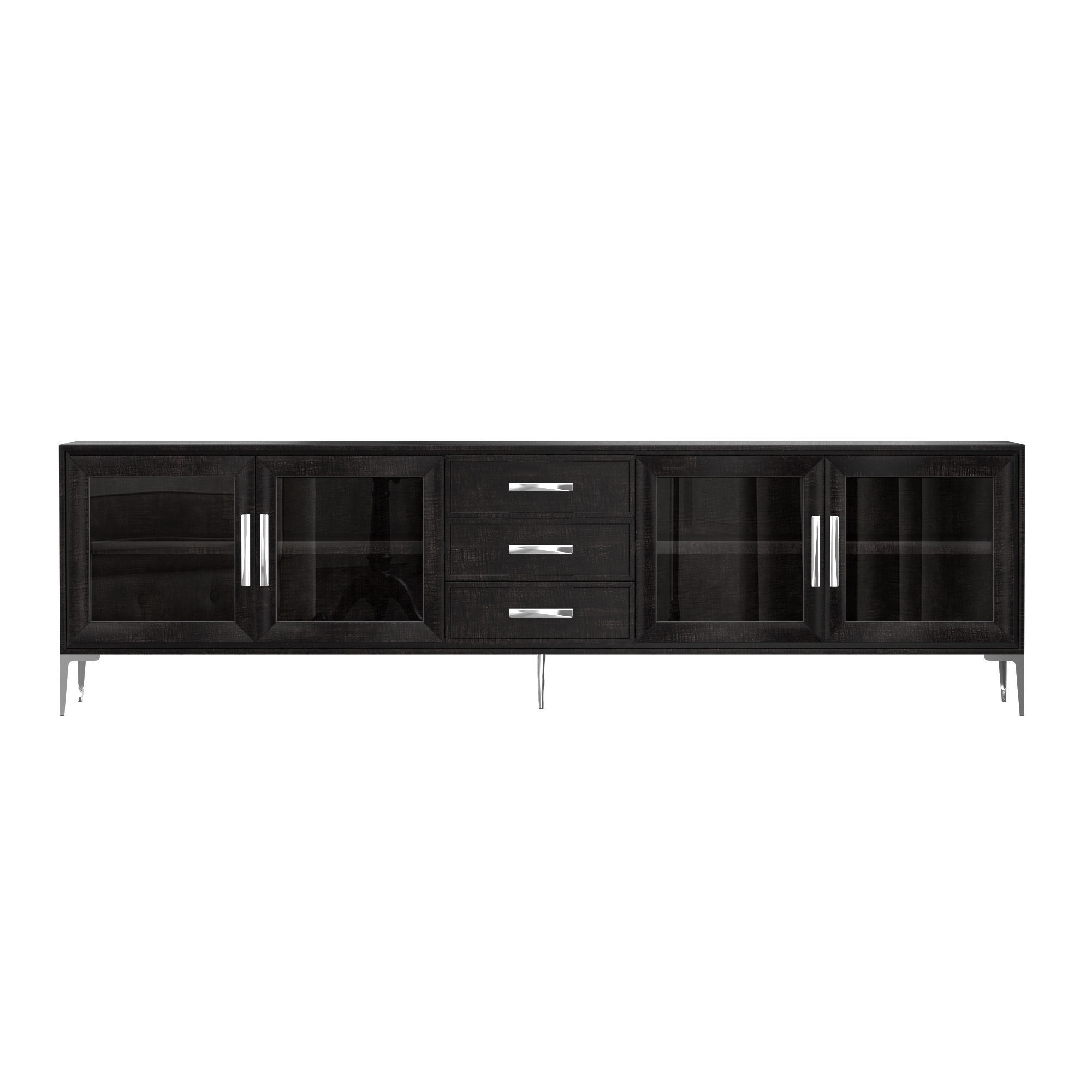 BENOIT GLASS 4DOOR MEDIA CONSOLE WITH DRAWERS 3D model CGTrader