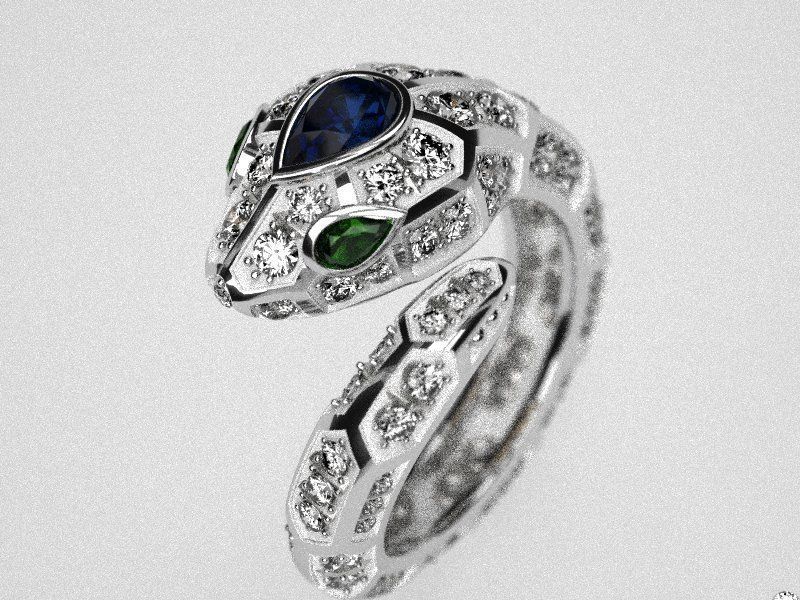 Serpenty-2  solid snake ring 3D print model_4