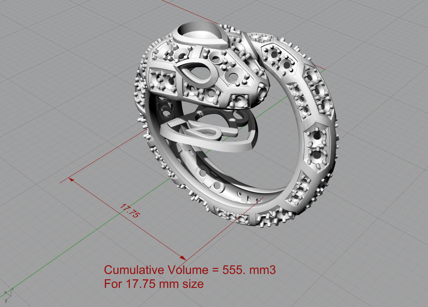 Serpenty-2  solid snake ring 3D print model_10
