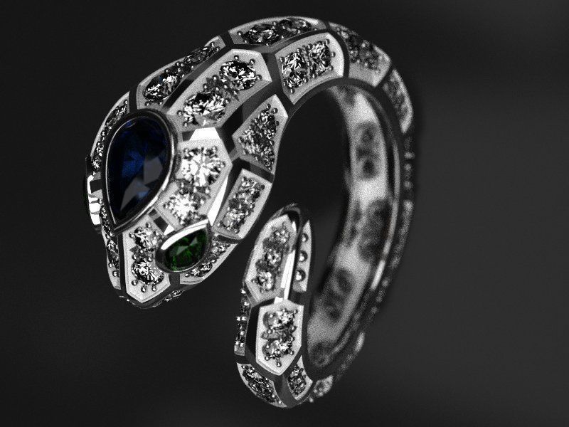 Serpenty-2  solid snake ring 3D print model_1