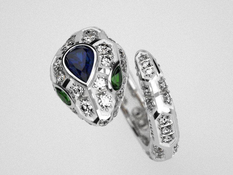 Serpenty-2  solid snake ring 3D print model_3