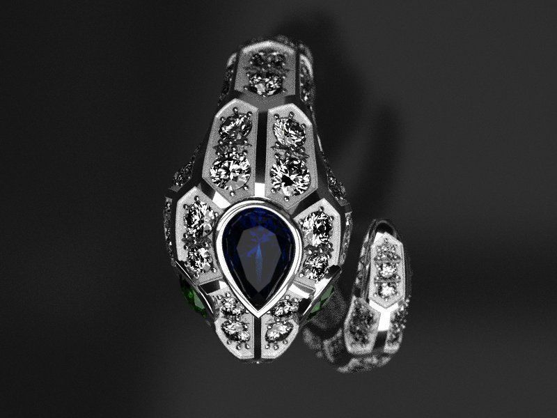 Serpenty-2  solid snake ring 3D print model_8