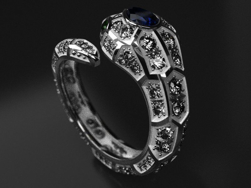 Serpenty-2  solid snake ring 3D print model_9