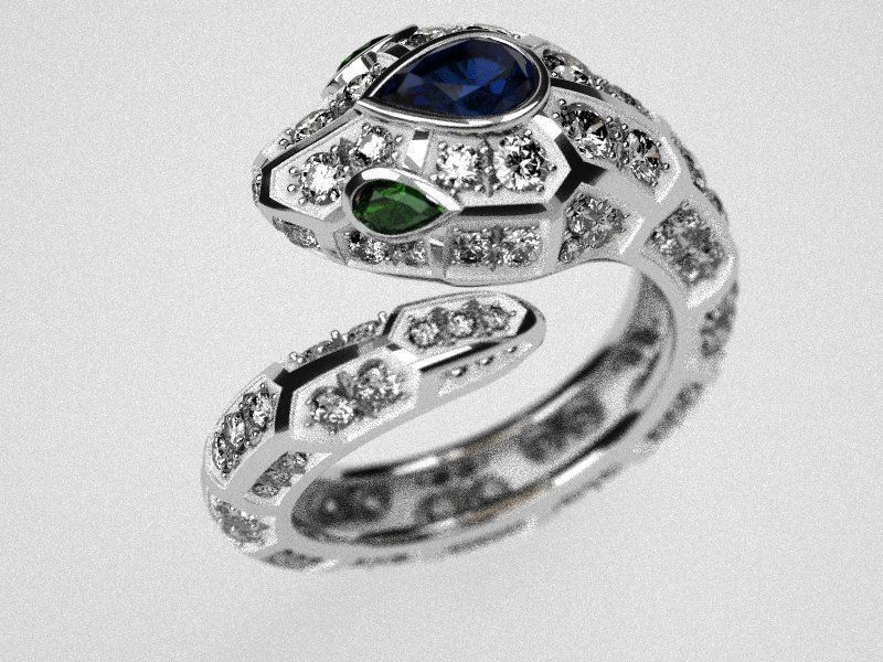 Serpenty-2  solid snake ring 3D print model_6