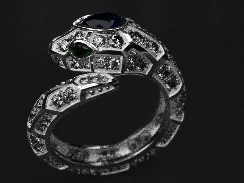 Serpenty-2  solid snake ring 3D print model_7