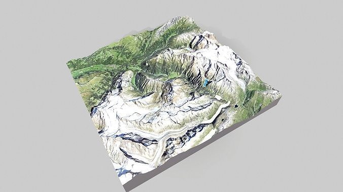 Mountain landscape and city Guttannen Switzerland 3D model 4