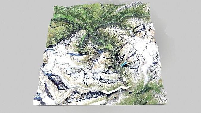Mountain landscape and city Guttannen Switzerland 3D model 6