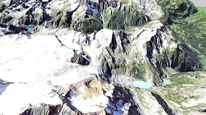 Mountain landscape and city Guttannen Switzerland 3D model 7