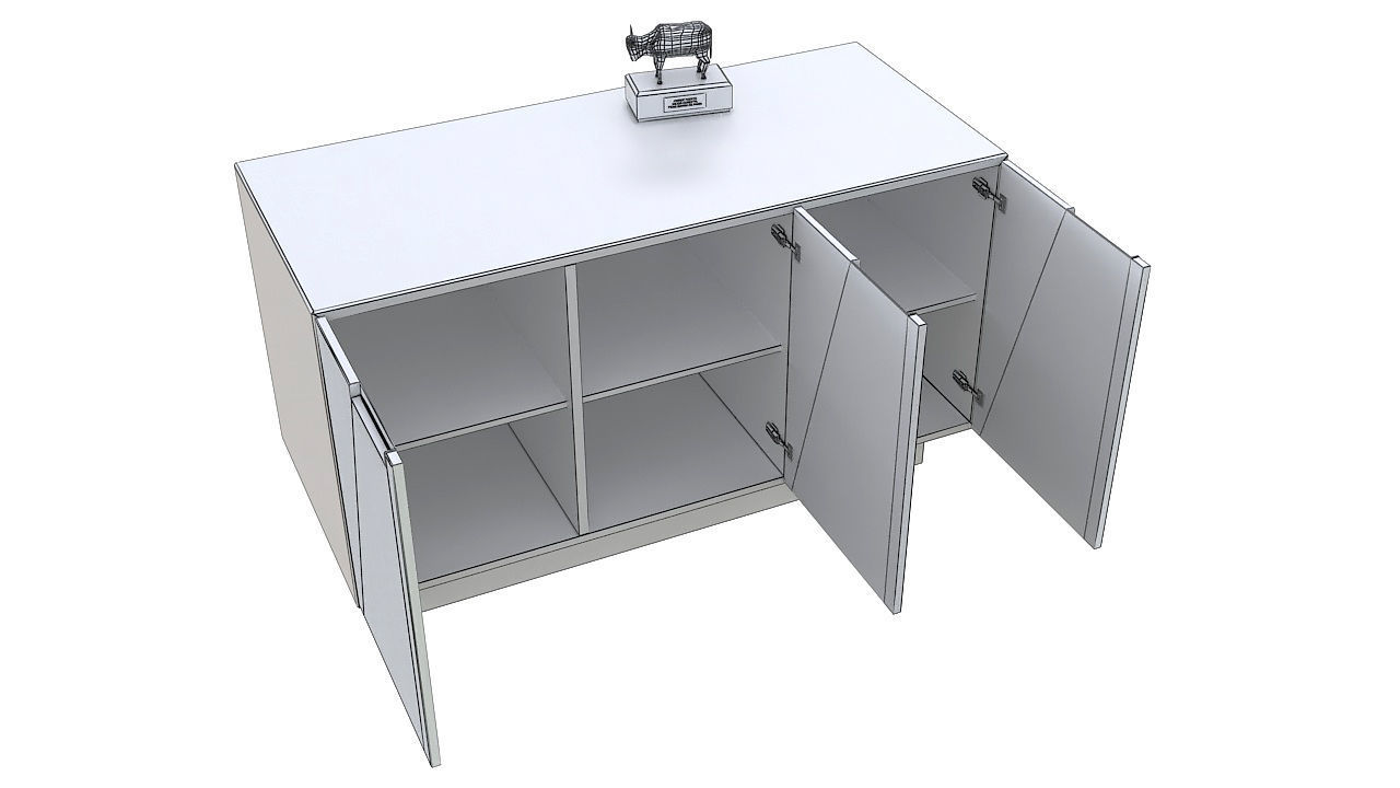 Wooden office storage cabinet 3D model_8