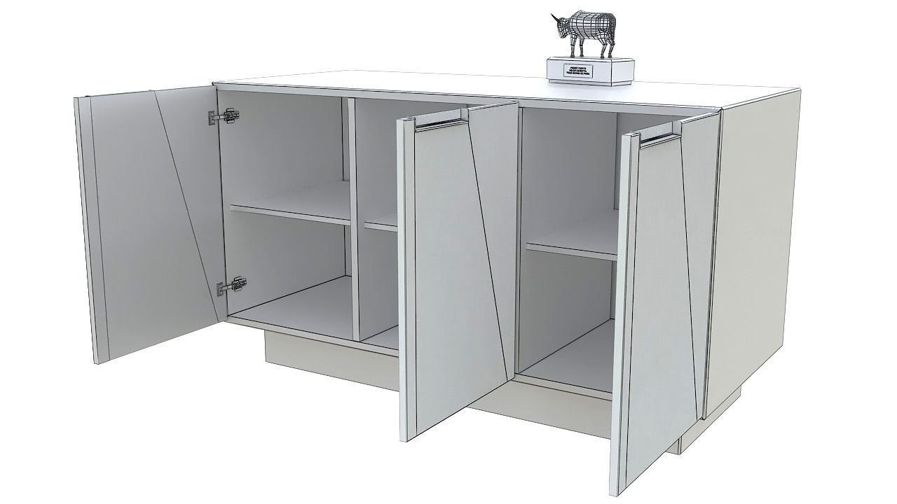 Wooden office storage cabinet 3D model_7