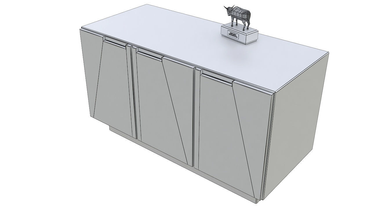 Wooden office storage cabinet 3D model_9