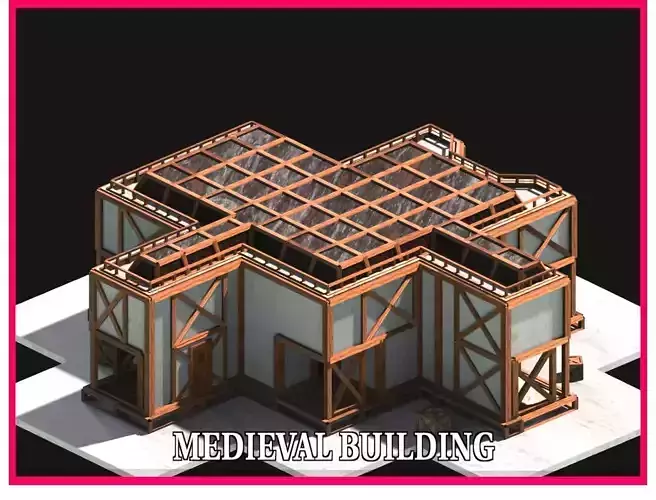 Medieval Low Poly Building  Castle Wooden Village Stone House 41