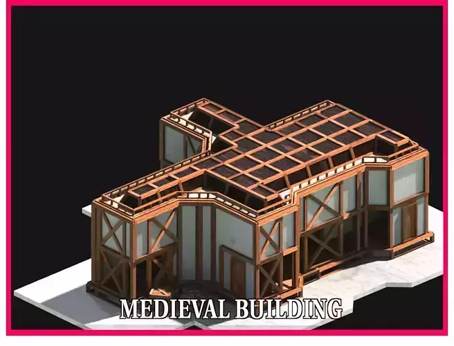 Medieval Low Poly Building  Castle Wooden Village Stone House 40