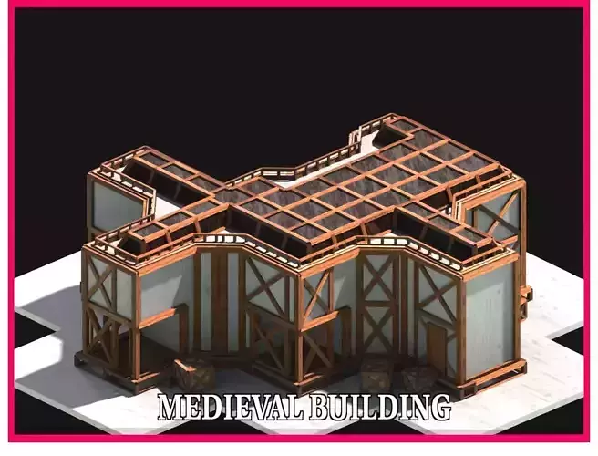 Medieval Low Poly Building  Castle Wooden Village Stone House 38