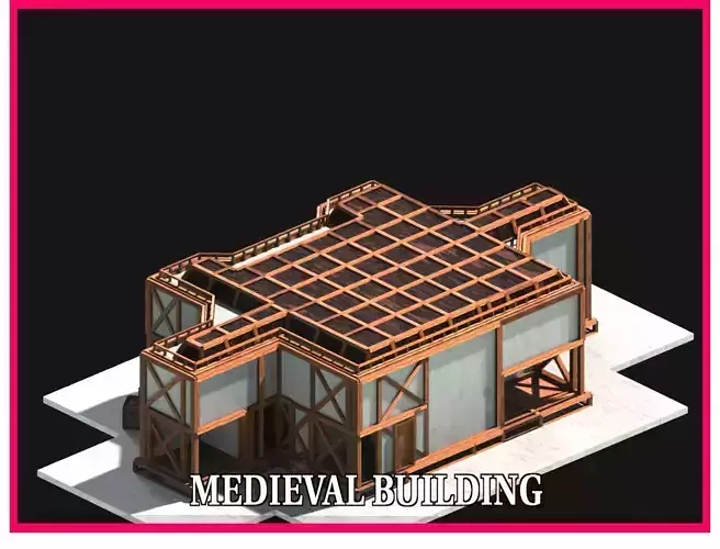 Medieval Low Poly Building  Castle Wooden Village Stone House 31