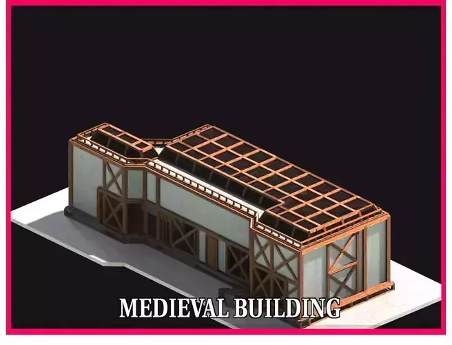 Medieval Low Poly Building  Castle Wooden Village Stone House 30