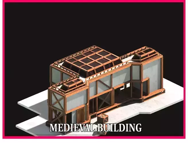 Medieval Low Poly Building  Castle Wooden Village Stone House 27