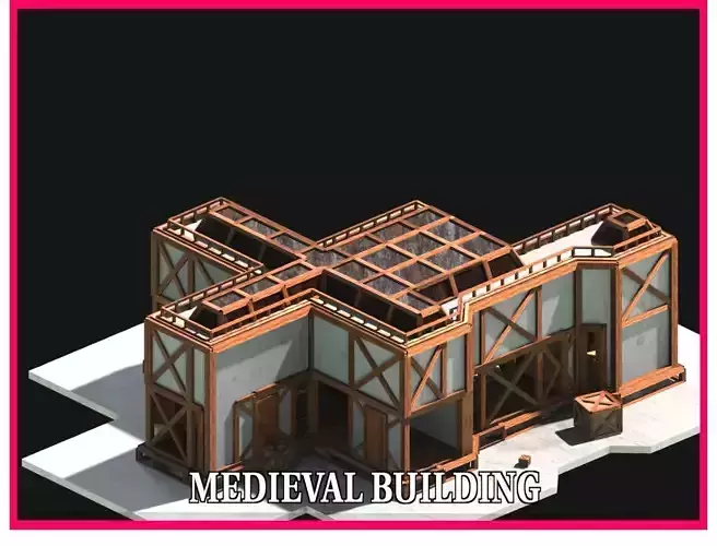 Medieval Low Poly Building  Castle Wooden Village Stone House 26