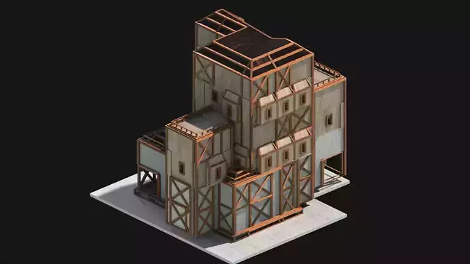 Medieval Low Poly Building  Castle Wooden Village Stone House 10 Low-poly 3D model