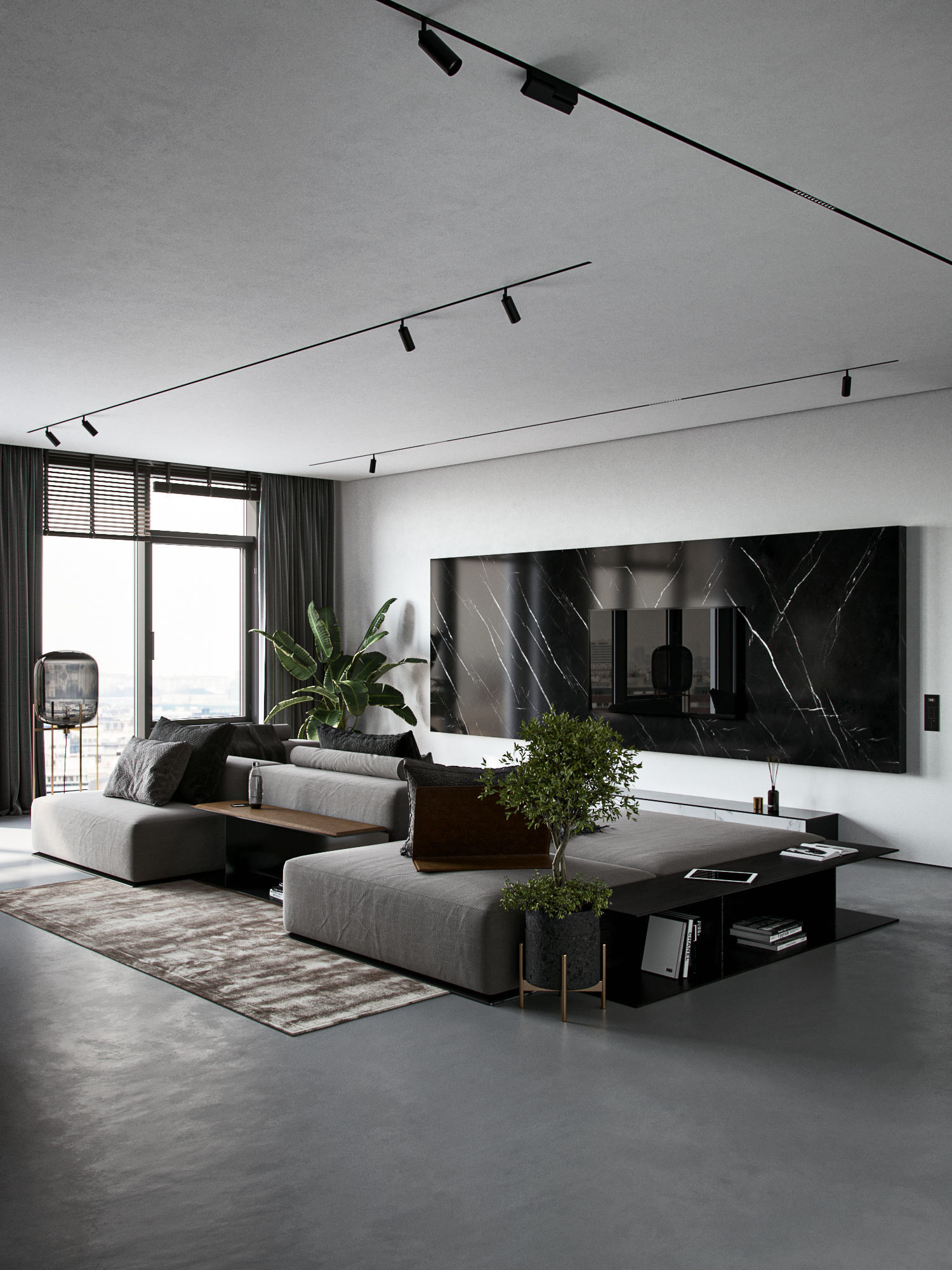 Monochrome Livingroom 3D model_1