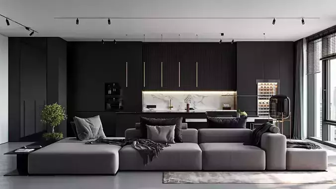 Monochrome Livingroom 3D model