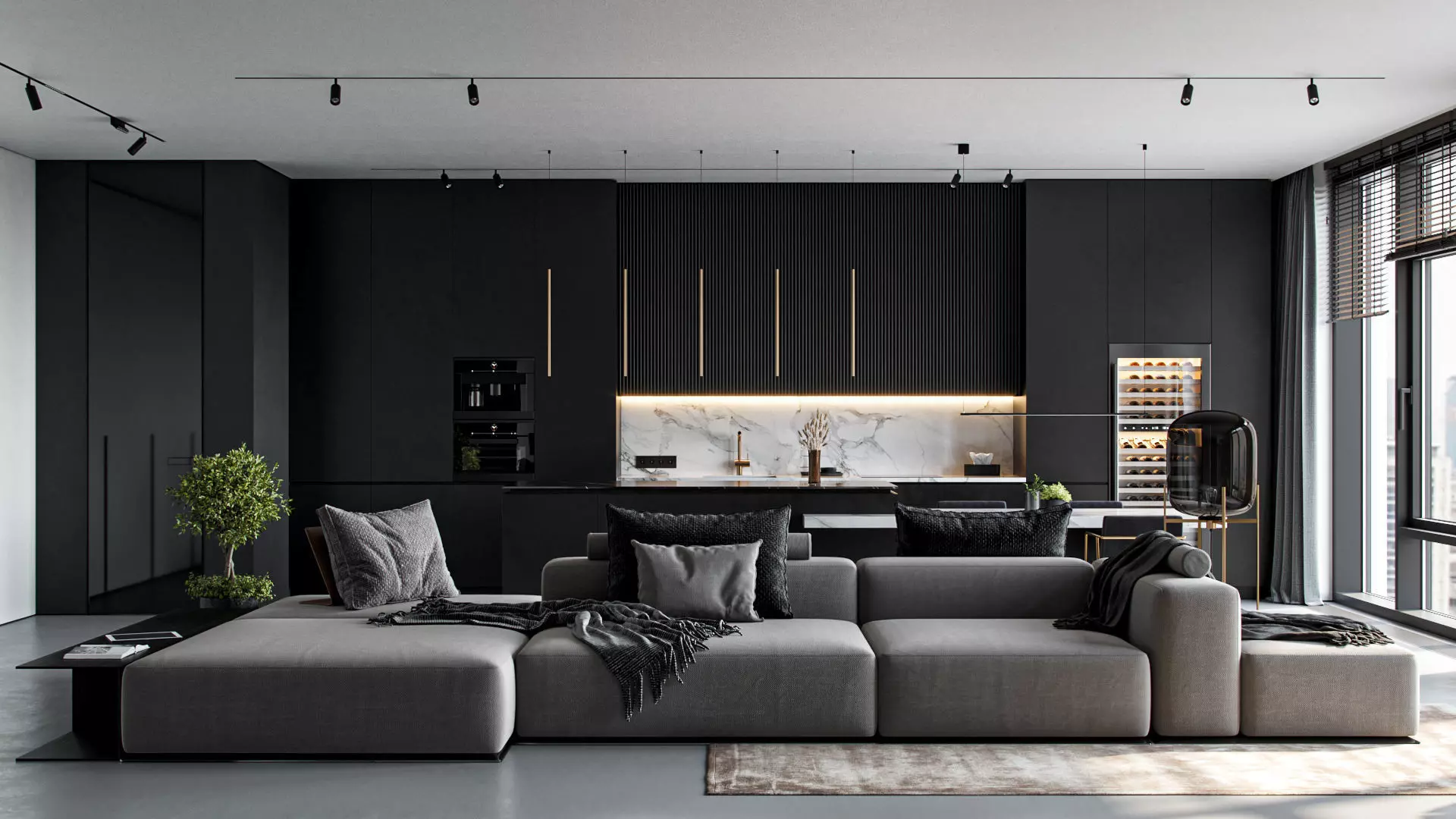 Monochrome Livingroom 3D model_0