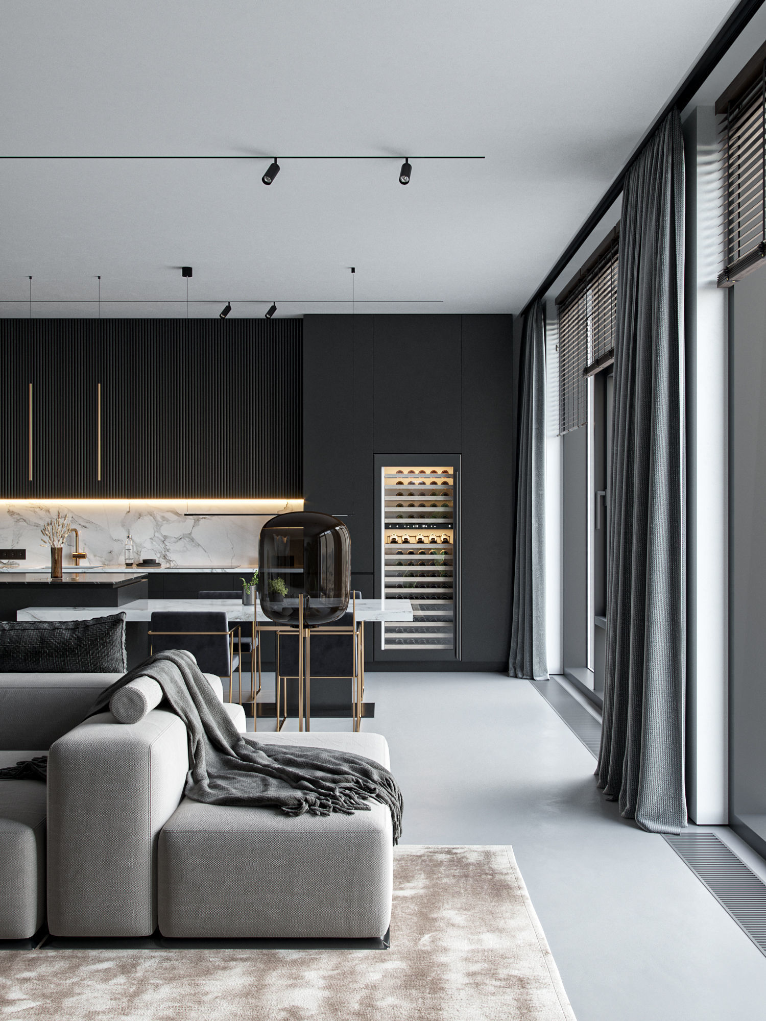 Monochrome Livingroom 3D model_7