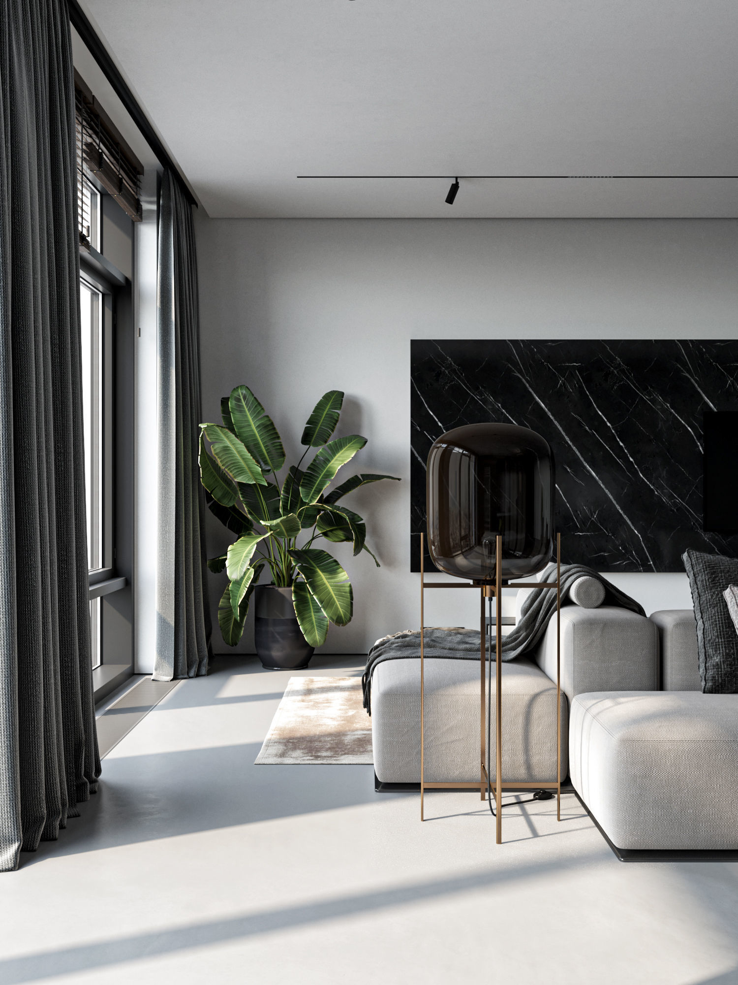 Monochrome Livingroom 3D model_6