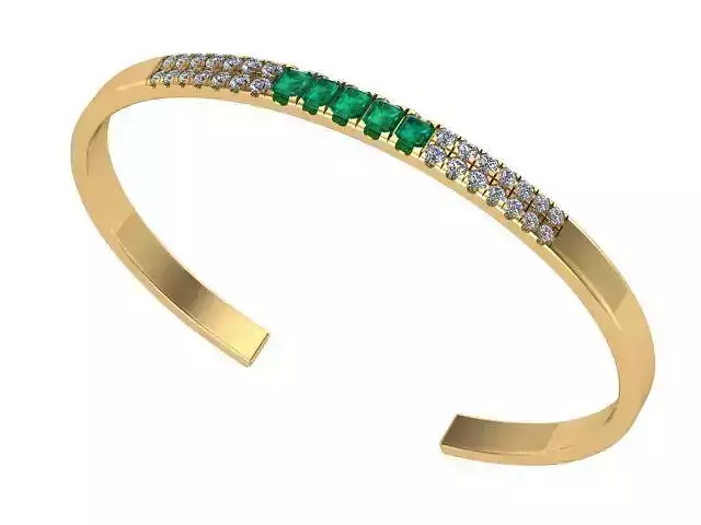 Emerald and Round Diamond Bracelet