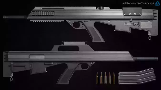 Bushmaster M17S Low-poly 3D model