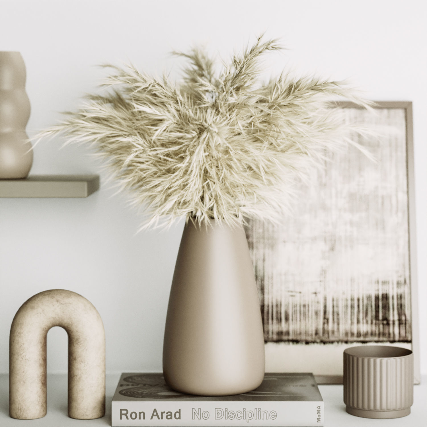 Decorative Set seashell vase 3D model_4